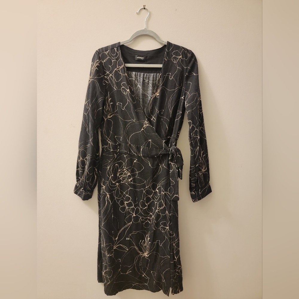 Made in Italy, Wrap Dress, Size 10, Long Sleeve, Cotton.